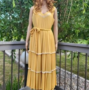 🆕️🌟JOIE🌟Yellow Embroidered  derail Sleeveless Tied Maxi dress💃